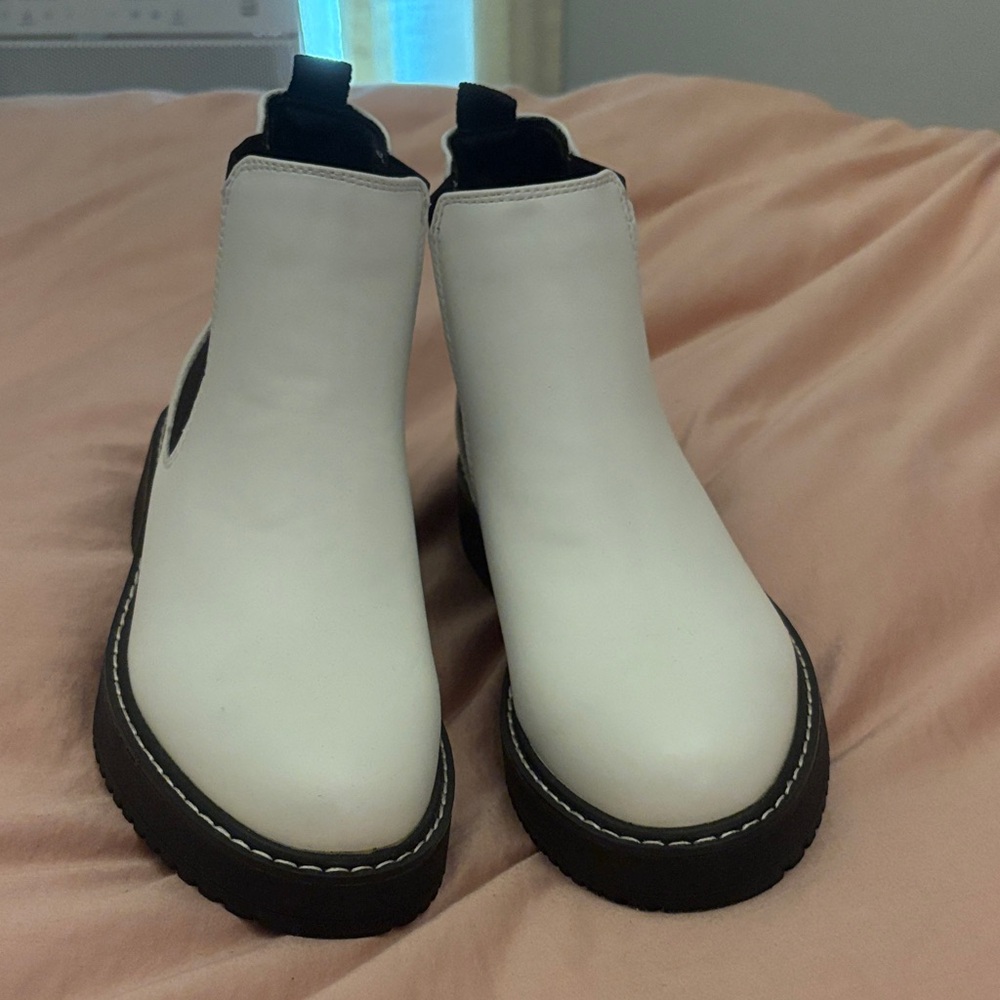 Madden Girl White and Black Ankle Booties